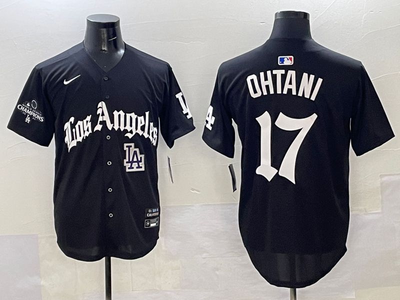 Men Los Angeles Dodgers #17 Ohtani Black Five generations Joint Name 2025 Nike MLB Jersey style 44